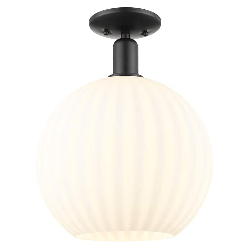 Innovations Lighting 716-1C-15-12 White Venetian Semi-Flush White - Matte Black / White Venetian