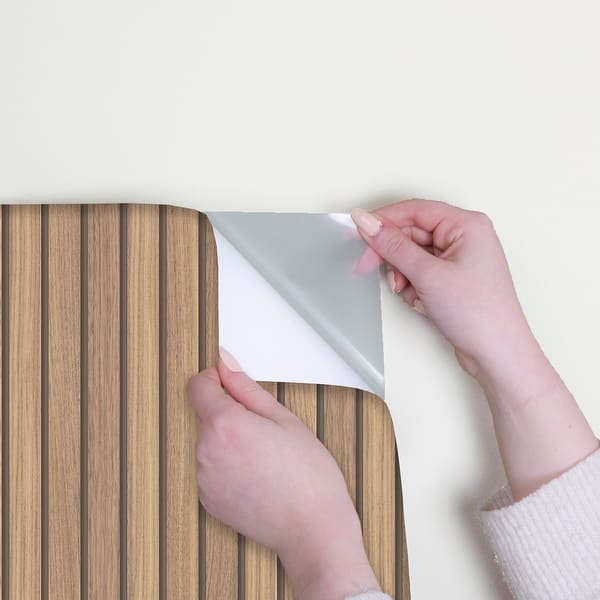 Transform Wooden Slats Natural Peel and Stick Wallpaper - On Sale - Bed