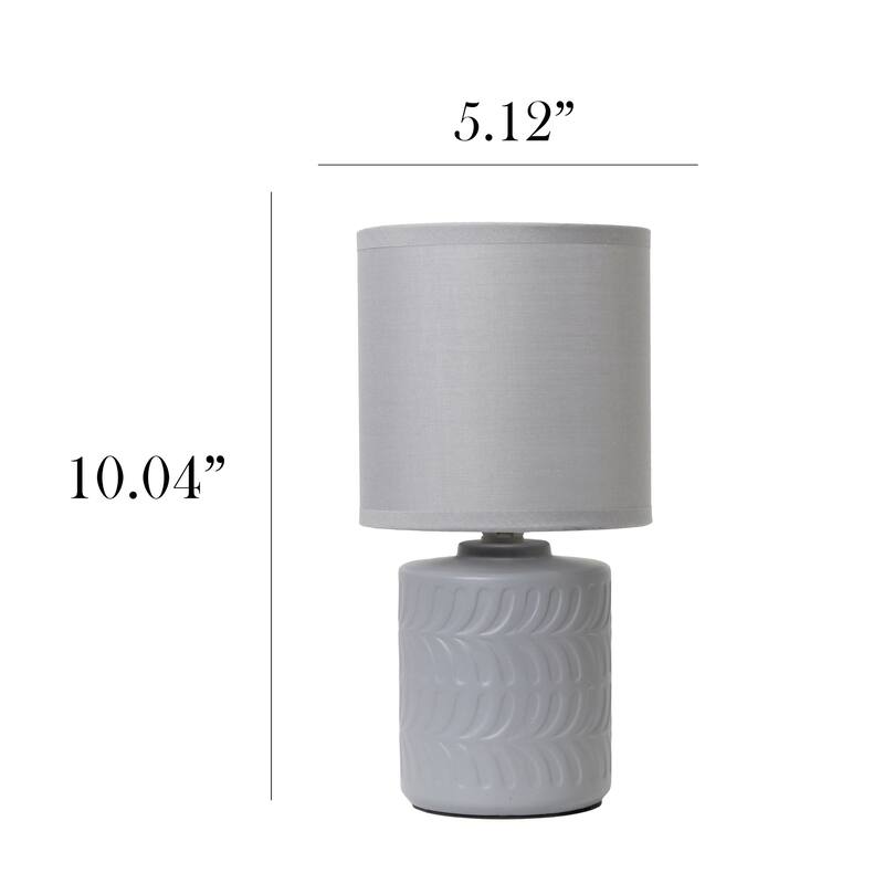 Floral Textured Ceramic Table Lamp with Drum Shade - 10" - Gray