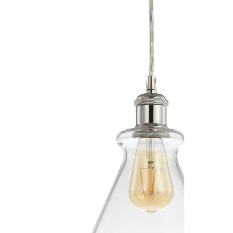 Wyatt 7.5" Adjustable Drop Metal/Glass LED Pendant, Brass Gold by JONATHAN Y
