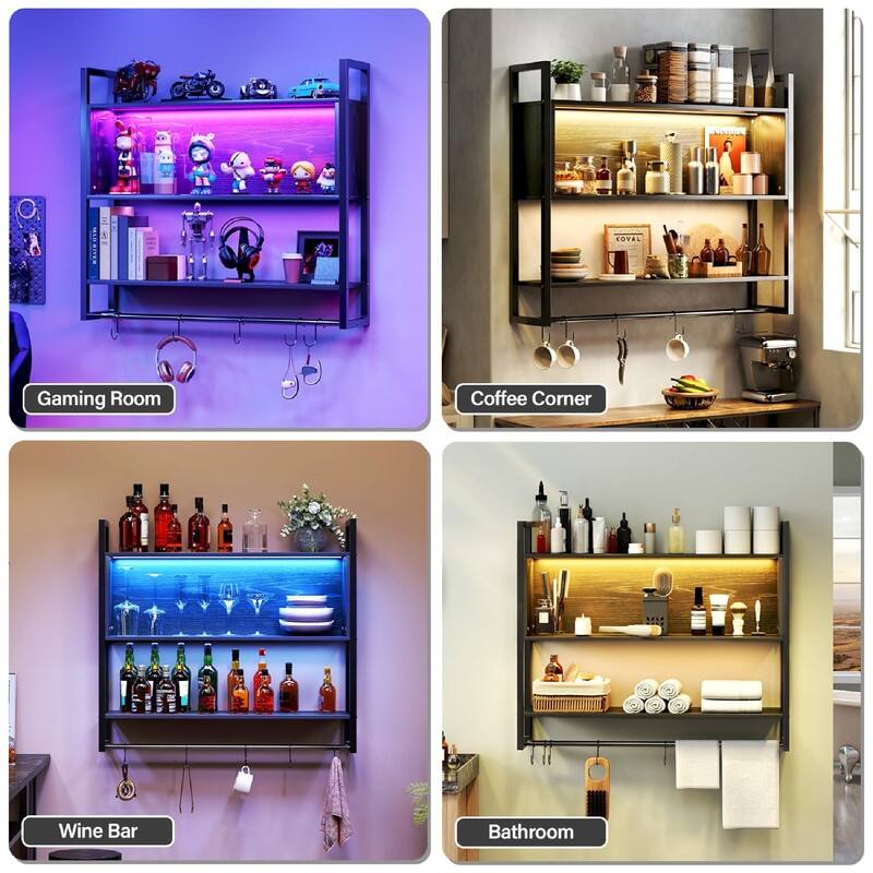 Wine Coffee Bar Black - 33"D x 9.5"W x 36"H