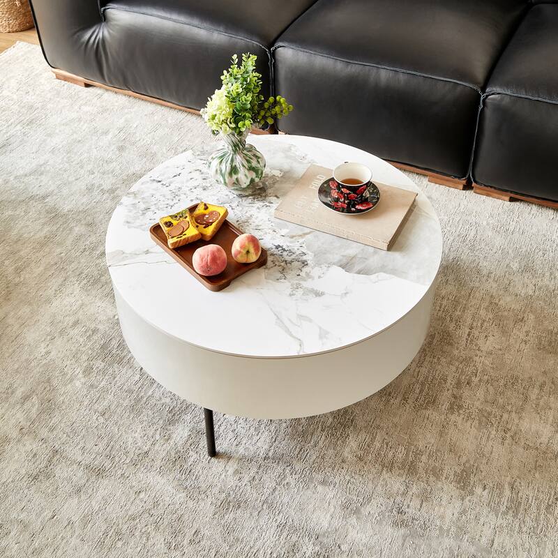 GDF Studio - Arvilla Modern Round Coffee Table with Sintered Stone Top