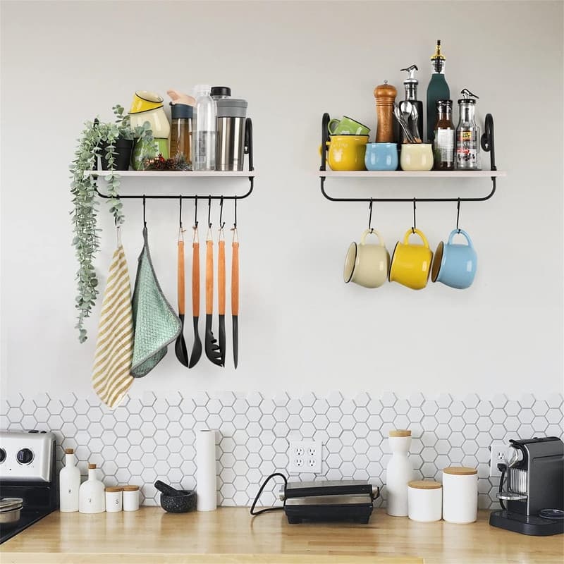 Floating Wall Shelves for Kitchen Bathroom Coffee Nook - 2"D x 17"W x 5.9"H
