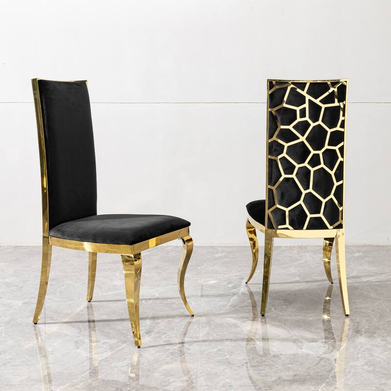 Black Gold Decorative Chair Accent Chair Stylish Office Chair Reception Chair with Stainless Steel Legs - Black Gold