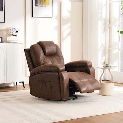 Oversize Swivel Recliner Sofa Chair with Cup Holder and Side Pocket