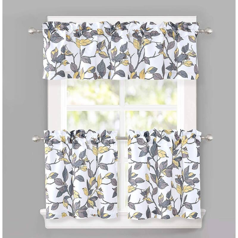 DriftAway Ryan Sketch Floral Branch Leaves Pattern Curtain Set