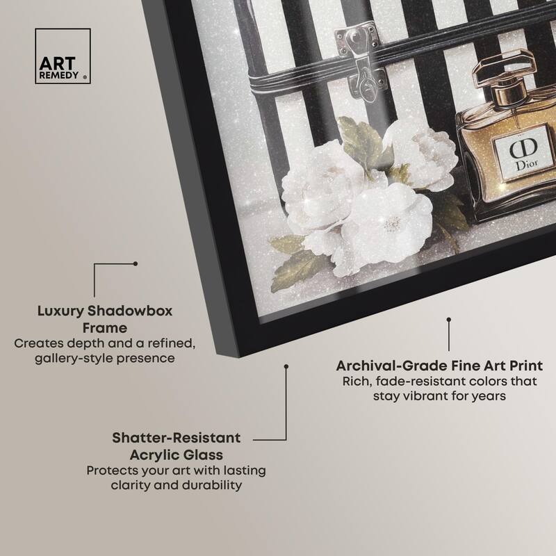 Frenchie Luggage Flowers Shadowbox by Art Remedy