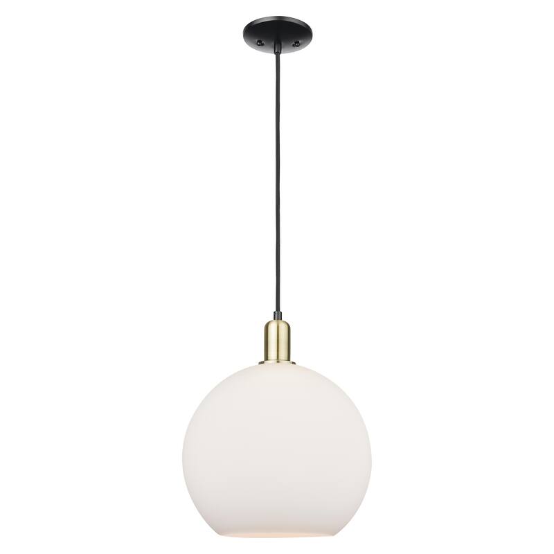 Innovations Lighting Endless Possibilities Arcadia - Athens - 1 Light 12" Cord Hung Mini Pendant - Matte White/Black Antique Brass