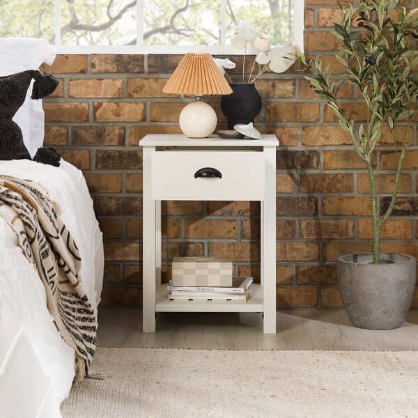 Middlebrook 18 inch 1 Drawer Farmhouse Side Table Grey Wash