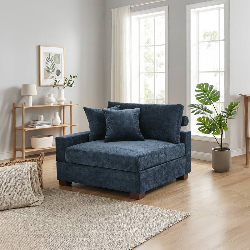 Chenille Upholstered Armless Accent Chair With Plush Cushion