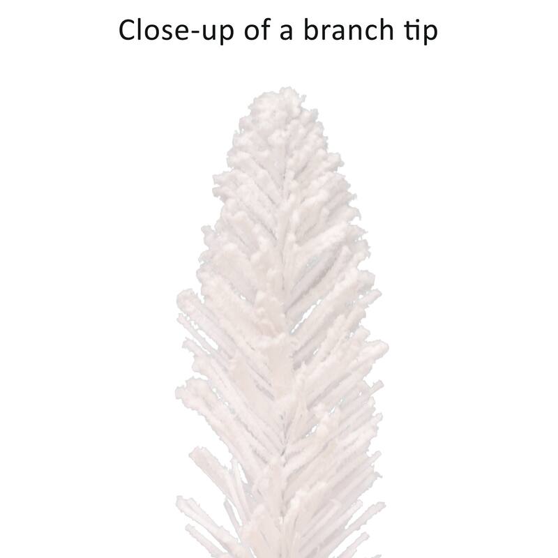 Puleo International 7 ft Pre-Lit Flocked White Artificial Alpine Pencil Tree