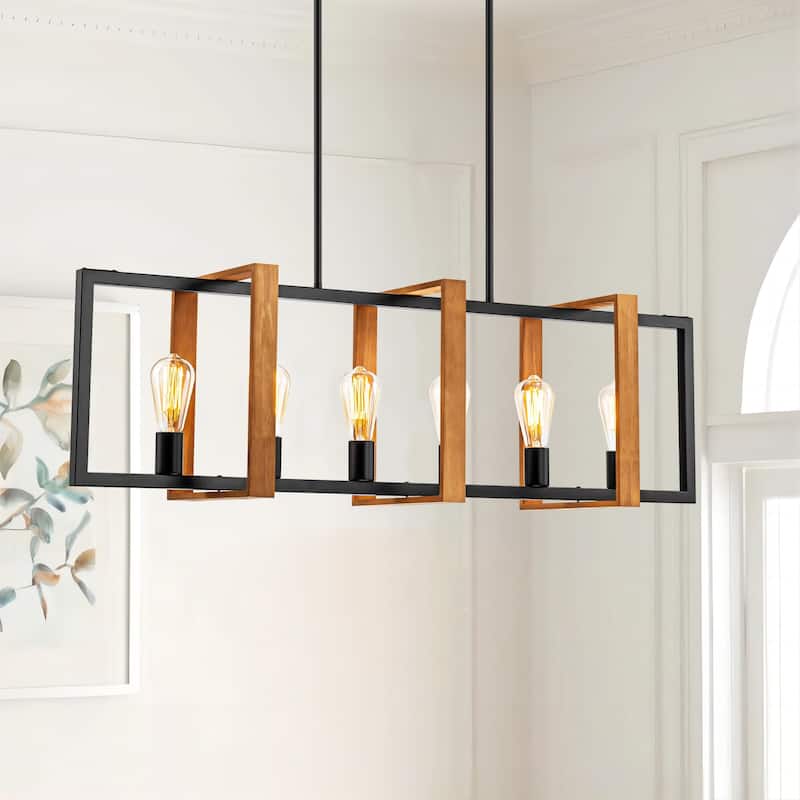 Black or Gold Farmhouse Rustic Kitchen Island Pendant Chandelier for Dining Room