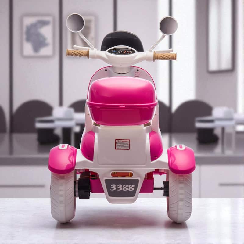 12V Two-Seater Kids Electric Motorcycle with Slow Start, Music, Bluetooth, and Oversized Storage for Ages 3-6
