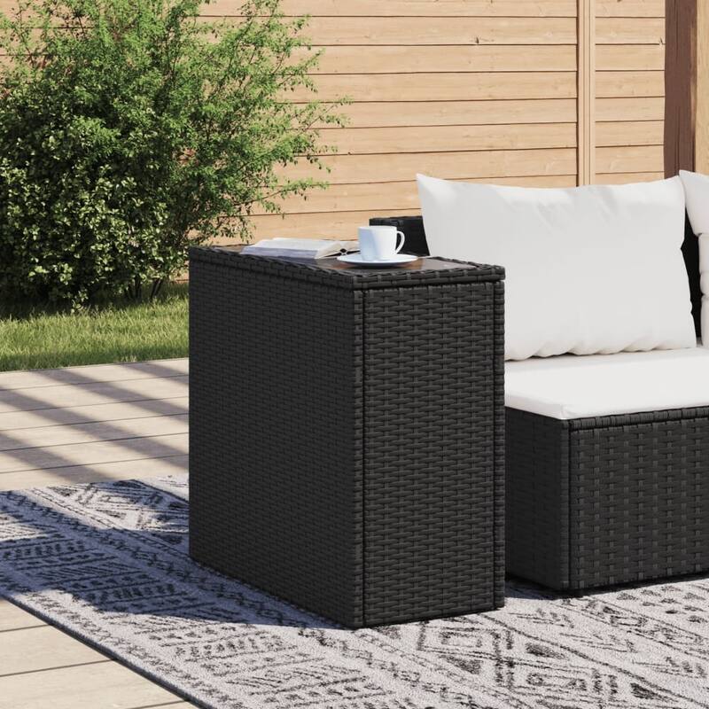 vidaXL Patio Side Table Outdoor Furniture Side Tea Coffee Table Poly Rattan - 10.8 x 22.8 x 21.7 in