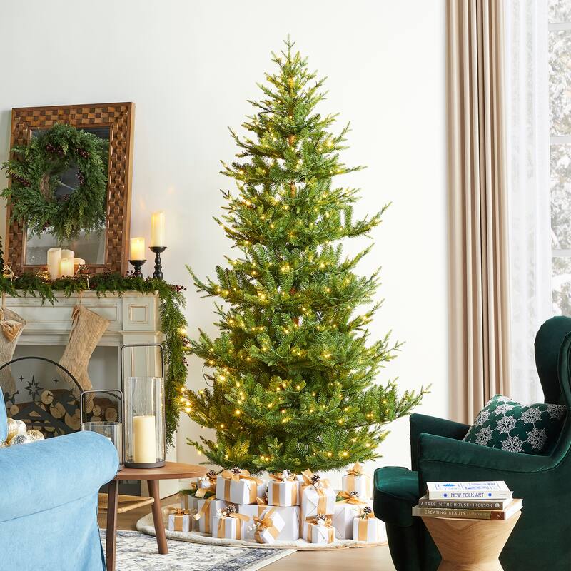 Glitzhome 6FT/7FT Multi-color Lighted Fir Christmas Tree with Remote Controller - 7.5ft Upward