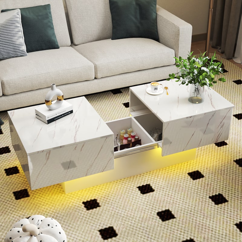 GDF Studio - Belle Modern Coffee Table with Sliding Tabletop and Hidden Storage Compartment
