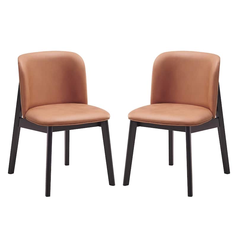 Black/Camel Brown Fabric Upholstered Wood Frame Dining Chair, Set of 2, Sturdy Dining Chair for Dining Rooms - 19