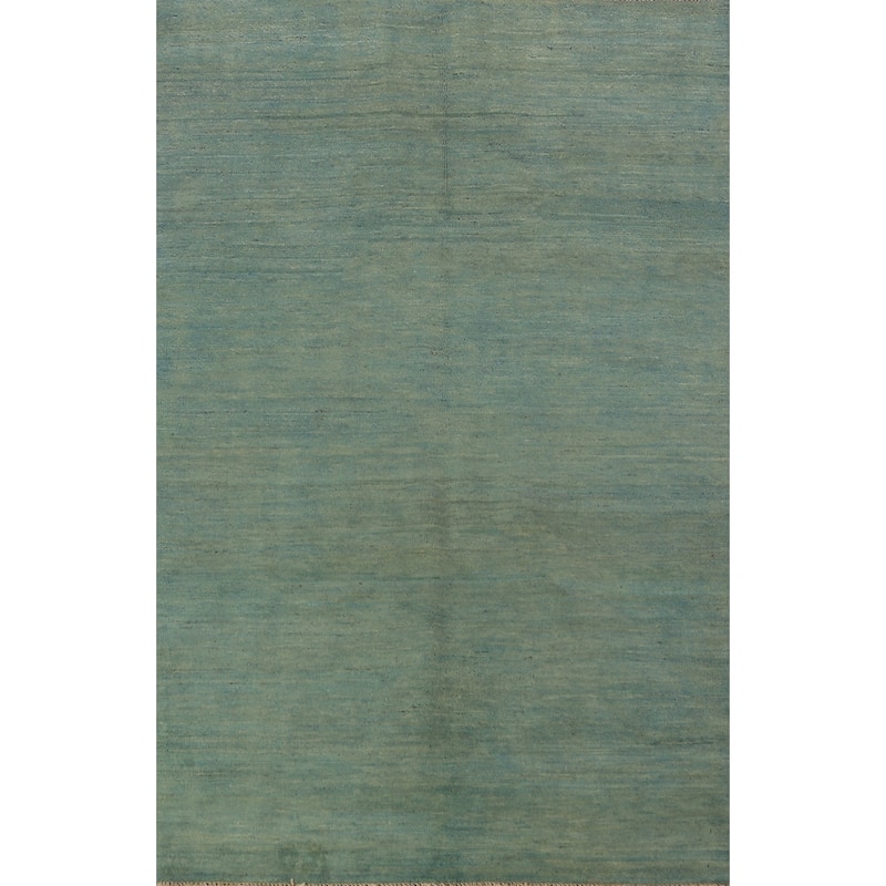 Green & Blue Gabbeh Oriental Rug Handmade Wool Carpet - 2'10" x 6'1"