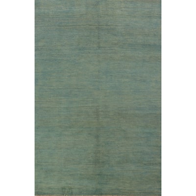 Green & Blue Gabbeh Oriental Rug Handmade Wool Carpet - 2'10" x 6'1"