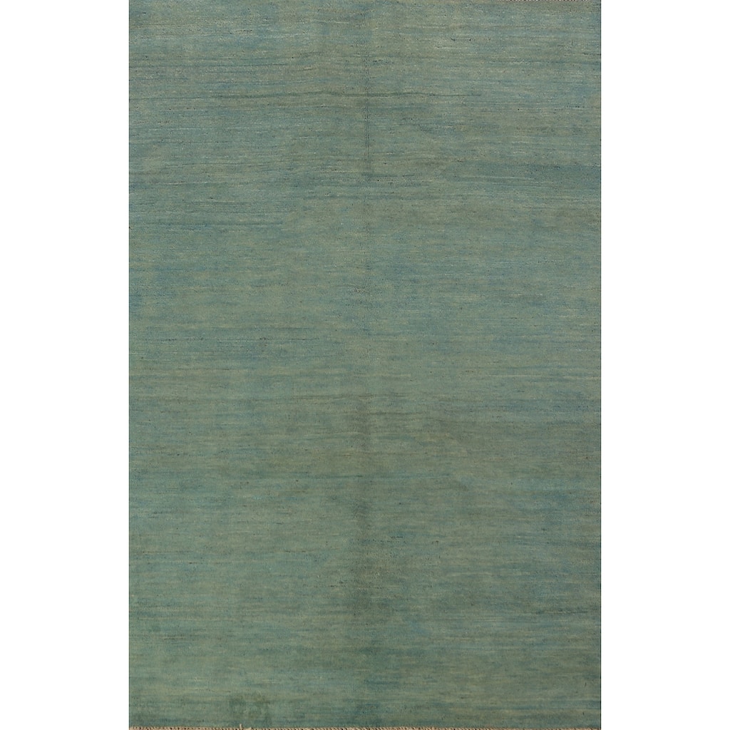 Green & Blue Gabbeh Oriental Rug Handmade Wool Carpet - 2'10" x 6'1"