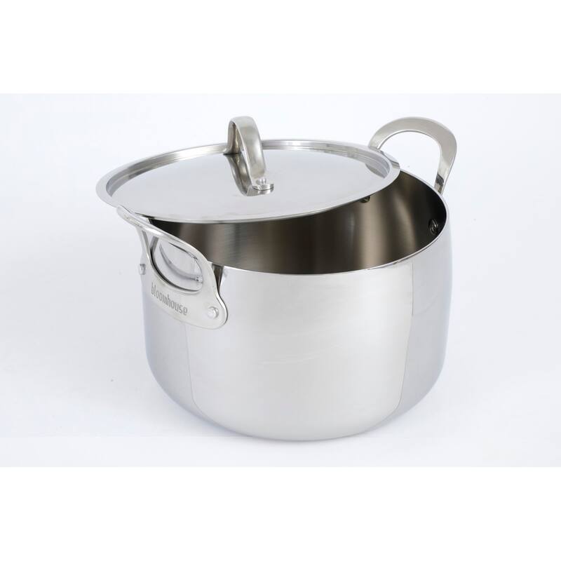 Bloomhouse 8 Quart Tri-Ply Stainless Steel Stock Pot with Lid - Dutch Oven,Oven Safe, Dishwasher Safe