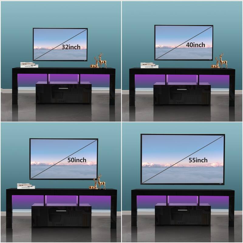 Morden RGB LED Light High Glossy TV Stand with 1 Center Down