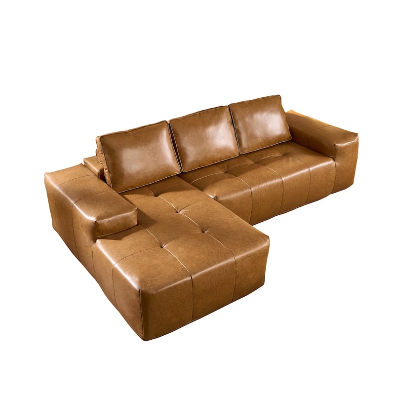 HOOOWOOO Mid-Century Modern Upholstery Fabric L-shaped Sectional Sofa