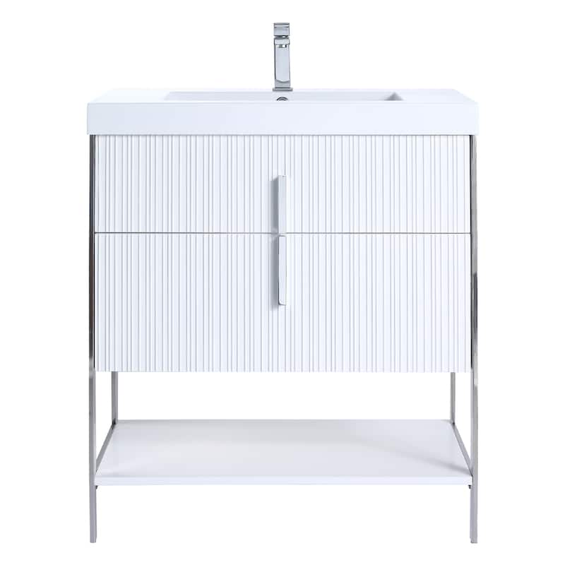 Fine Fixtures Serenity Modern Bathroom Vanity with White Gel Acrylic Top