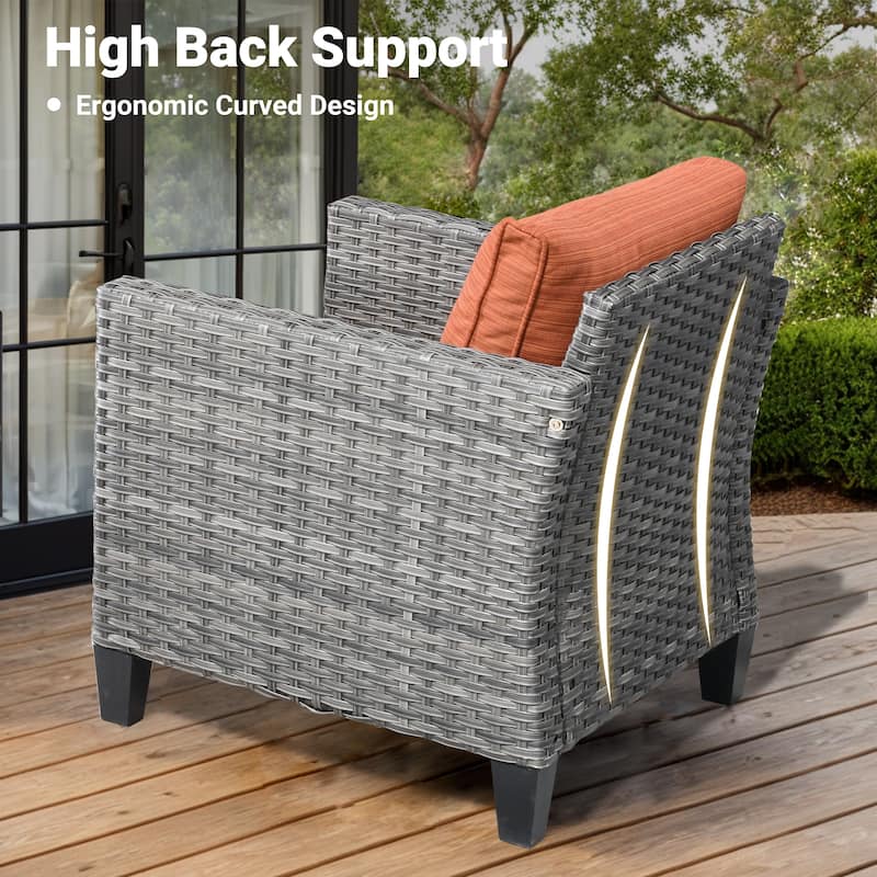 OVIOS 5-Piece Outdoor Wicker Patio Conversation Set