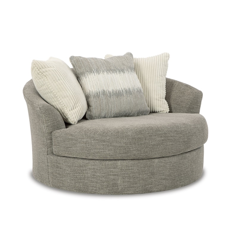 Signature Design by Ashley Creswell Stone Oversized Swivel Accent Chair - 56"W x 56"D x 32"H
