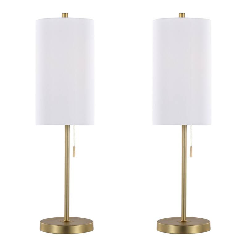 Silver Orchid Mika 32" Metal Buffet Lamp with USB Port (Set of 2) - Gold / White