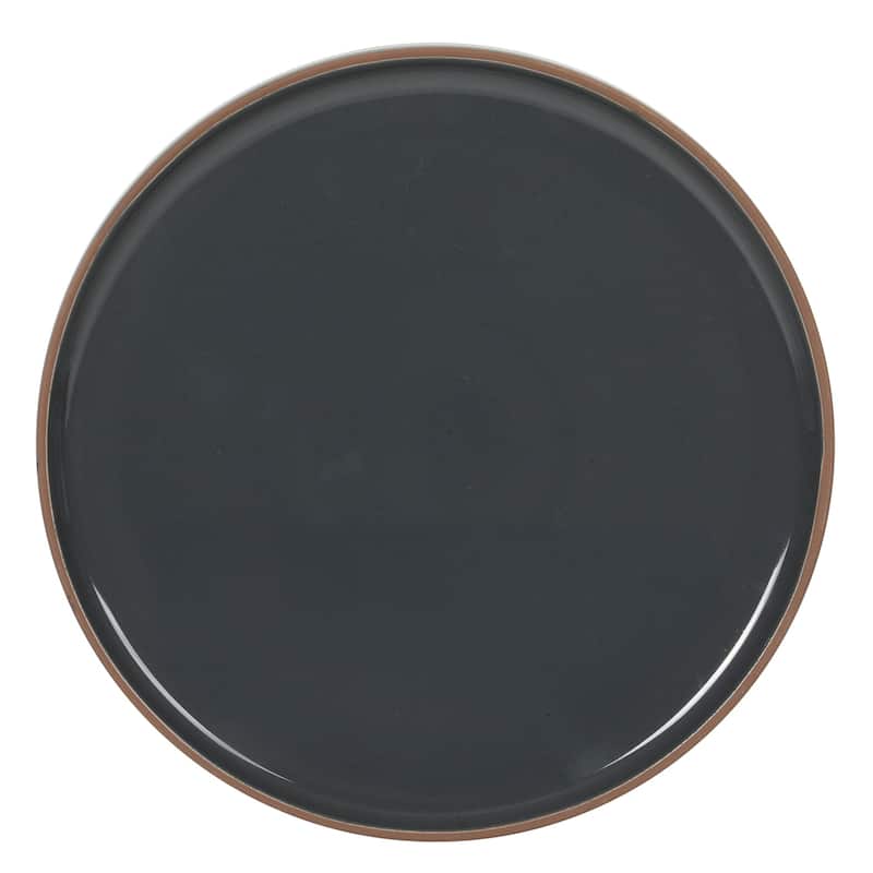 Gibson Elite Northrock Stoneware Dinnerware Set, 16-Piece Service for 4 - Plates & Bowls with Hand-Painted Terracotta Base