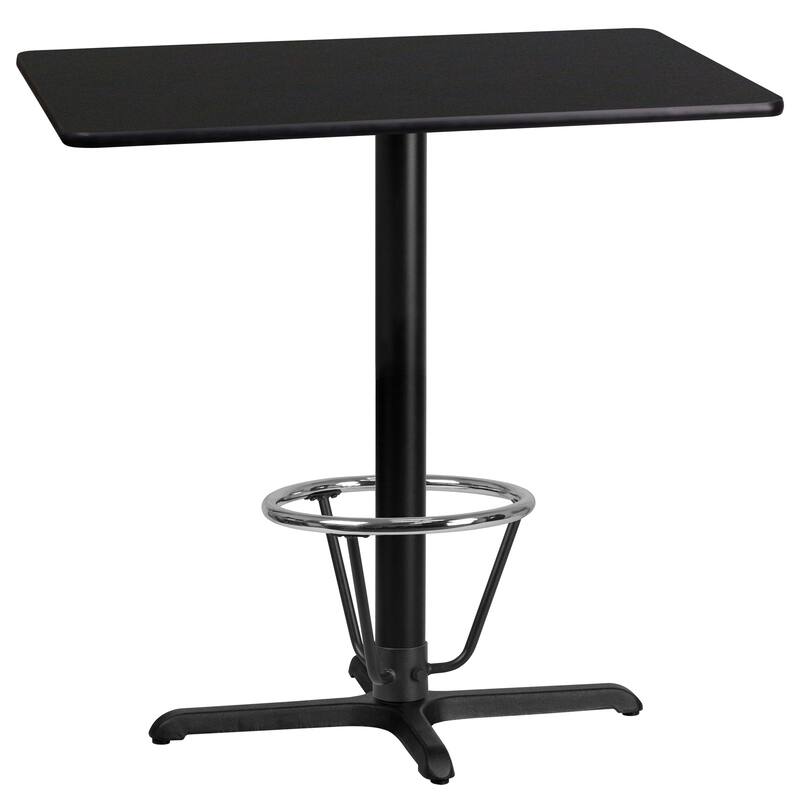 24'' x 42'' Rectangular Table Top with 23.5'' x 29.5'' Bar Height Table Base - Black