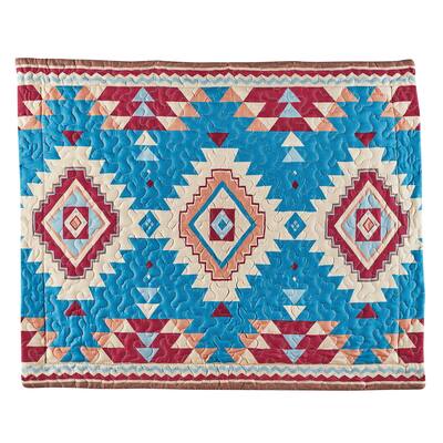 Traditional Blue Terracotta Southwest Patterned Pillow Sham