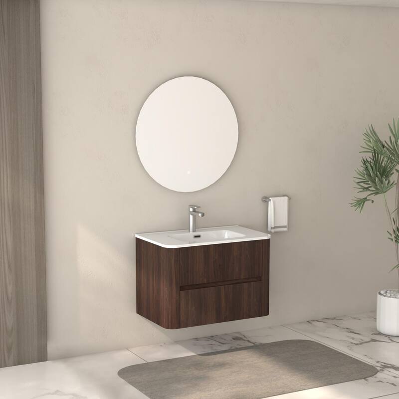 GDF Studio - Hailey American Design 30" Floating Bathroom Vanity with Sink and Two Soft-Close Drawers