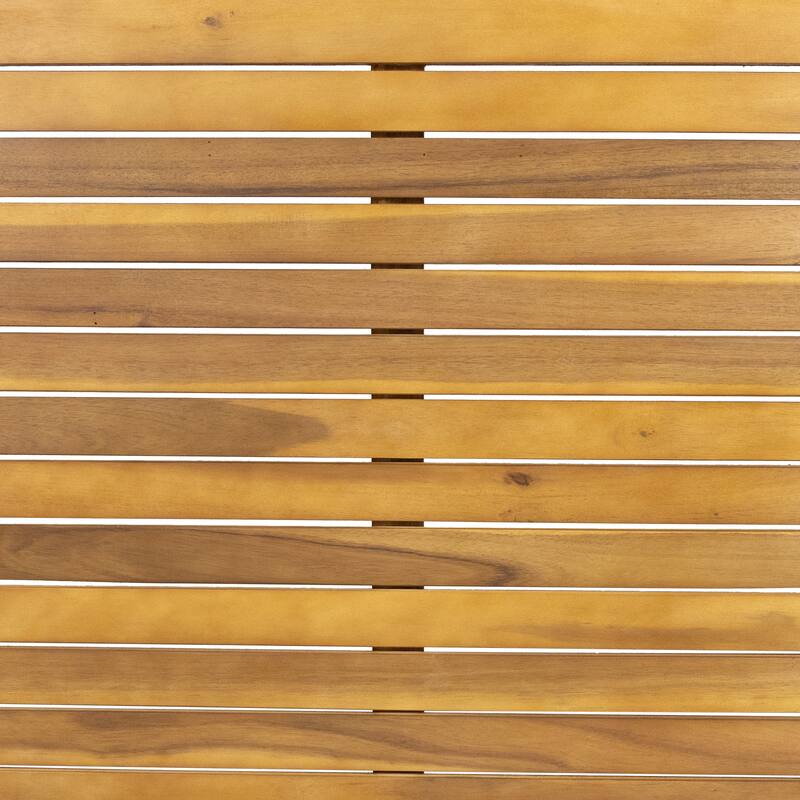 Christopher Knight Home - 7-Piece Acacia Wood Outdoor Dining Table Set with Slatted Dining Chairs