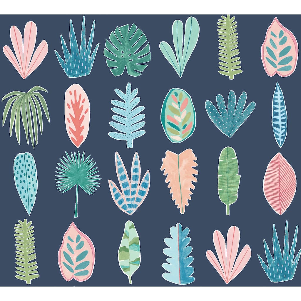 Leaf Boogie Denim Tropical Mix Wallpaper