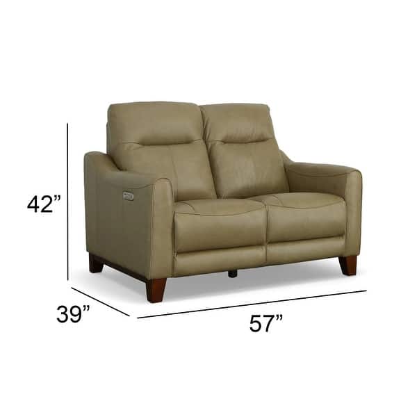 dimension image slide 0 of 2, Forte 57" Genuine Leather Round Arm Reclining Loveseat