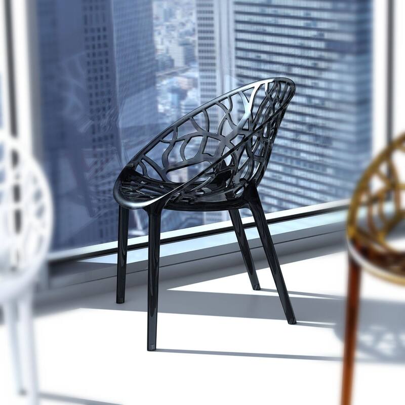 31" Black Transparent Stackable Outdoor Patio Dining Chair