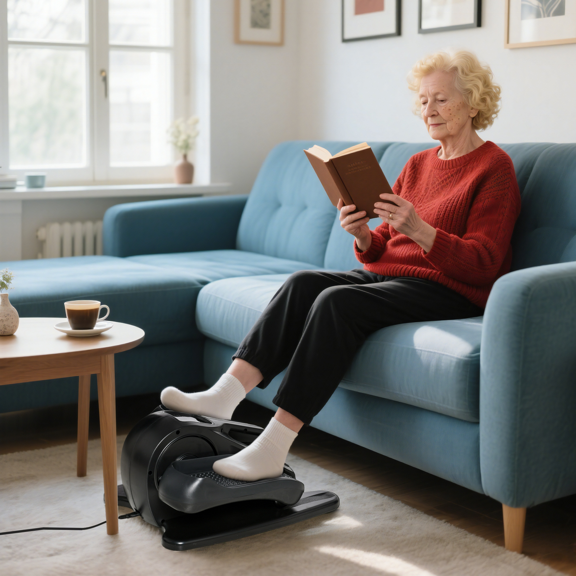 Soozier Powered Foot Pedal Exerciser, Mini Rehabilitation Bike w/ Adjustable Speed, Remote & LCD Display