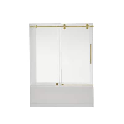 Villena 60" W x 58" H Single Sliding Frameless Tub Door