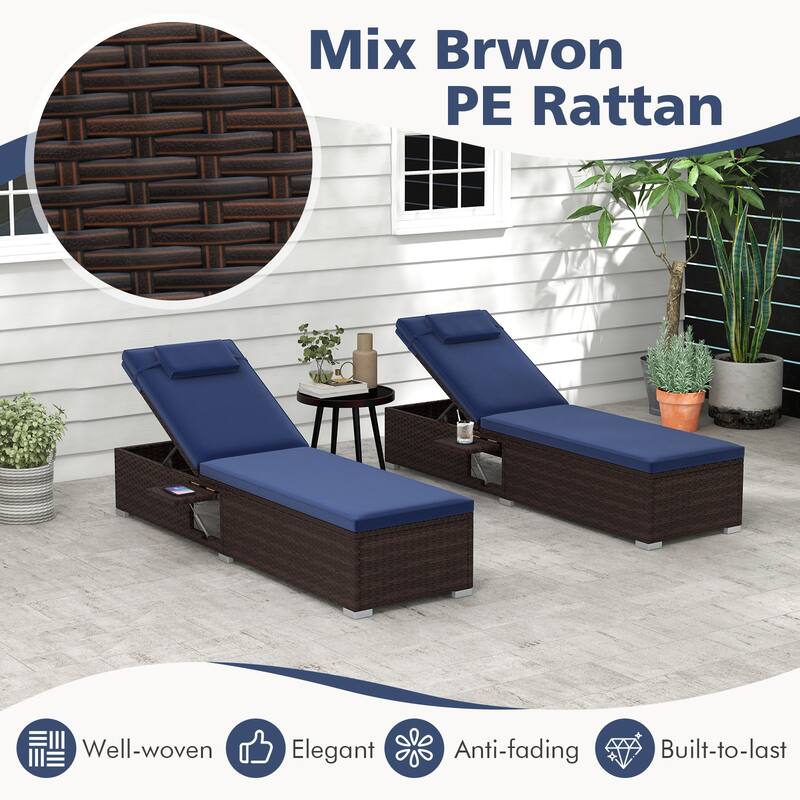 Gymax Chaise Lounge w/ 6-level Backrest Comfy Seat & Headrest Backyard