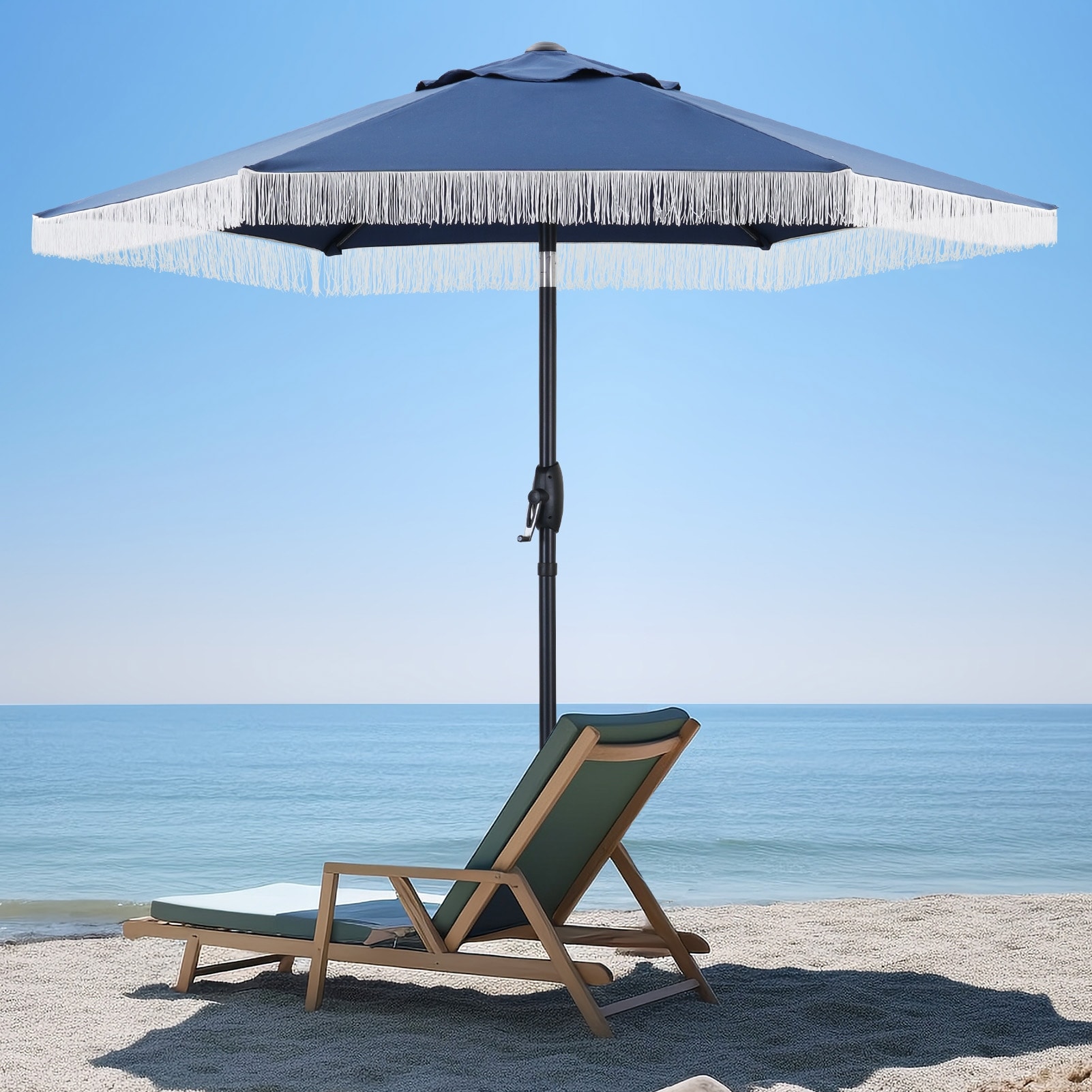 Autlaycil 7.5 ft Outdoor Umbrella Patio with Fringe.