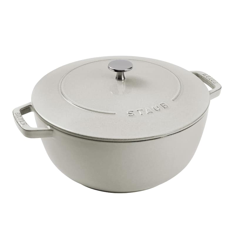 Staub Cast Iron Essential French Oven, Dutch Oven, 5-quart, serves 5-6, Made in France - 5-qt - White Truffle