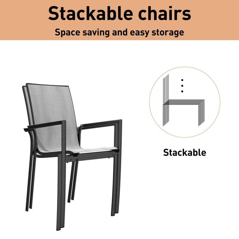 Outdoor Patio Grey Aluminum Dining Chairs (Set of 4 or 2)