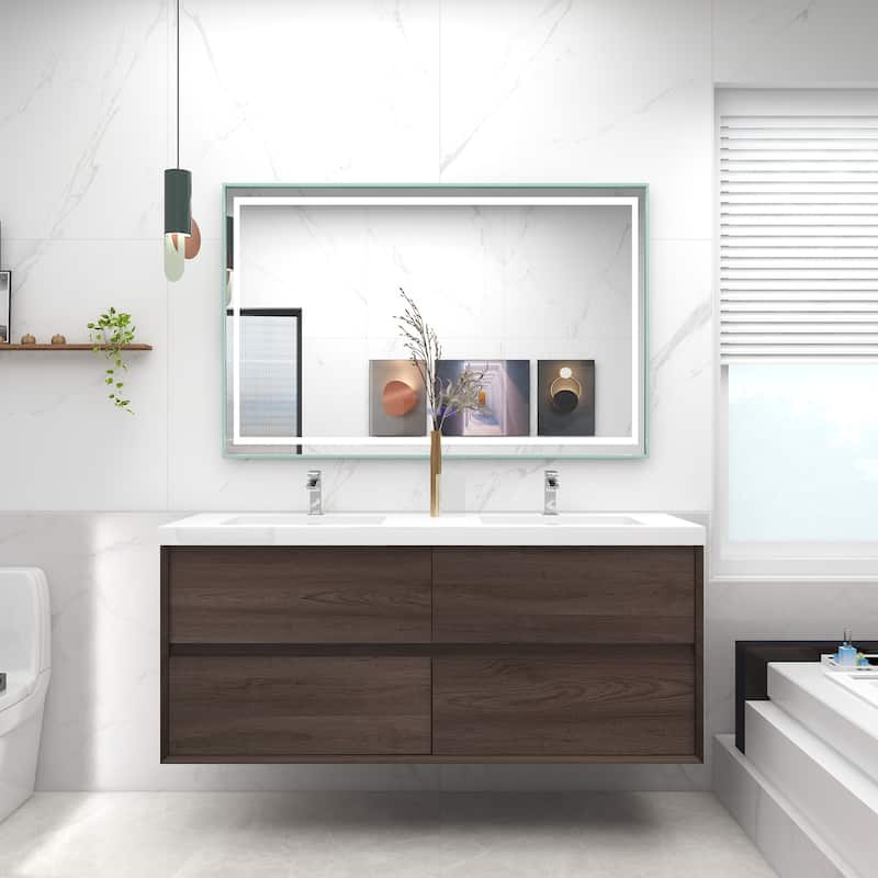 Selina 60" Wall Mounted Vanity with Double Sink