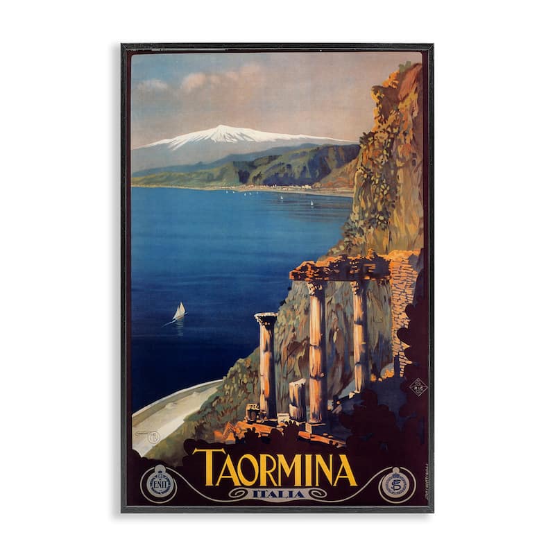 Stupell Tormina Italy Travel Poster Framed Giclee Art Design By Marcus Jules - 16 x 24 - Black