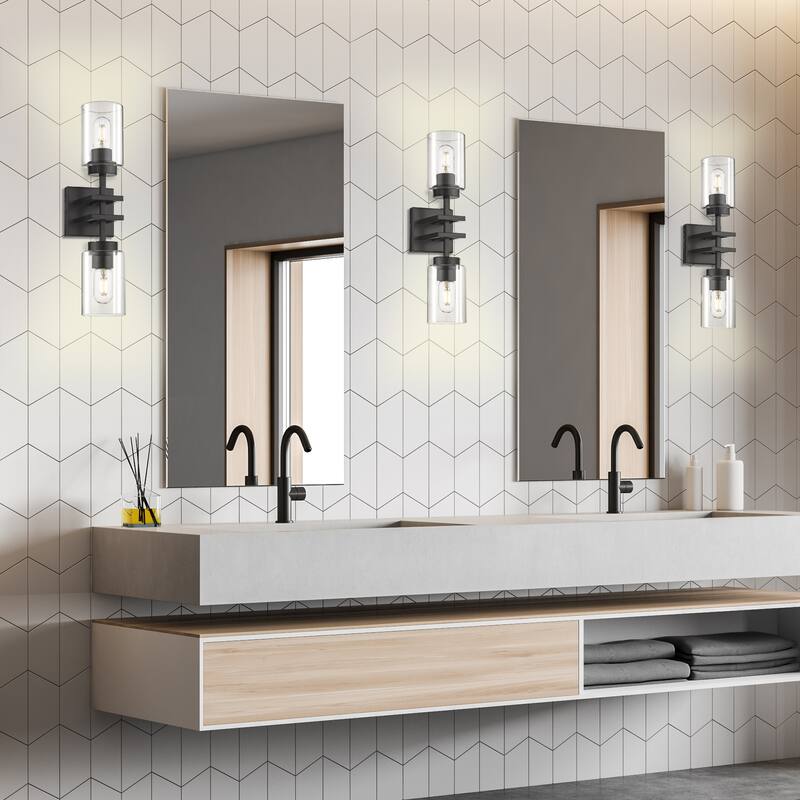 Golden Lighting Tribeca 2-light Wall Sconce in Matte Black - Matte Black with Matte Black - Matte Black with Matte Black