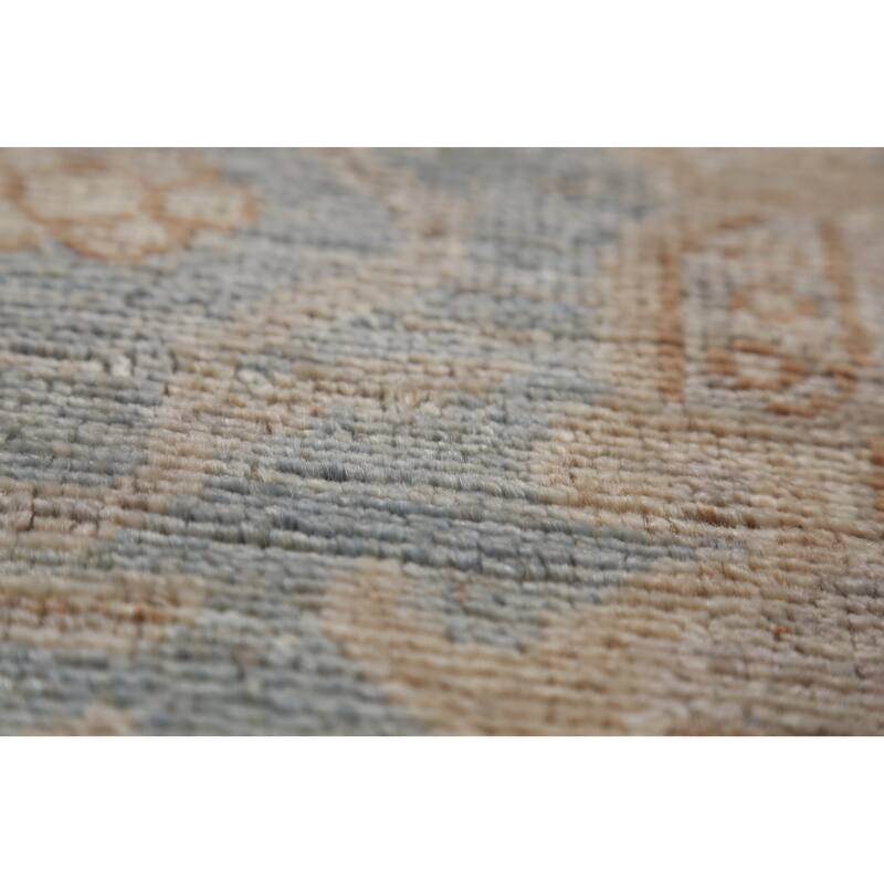 Hand Knotted Oriental 100% Wool Carpet Transitional Medallion Navy Blue & Blues Oushak Area Rug - 13' 11'' X 10' 4''