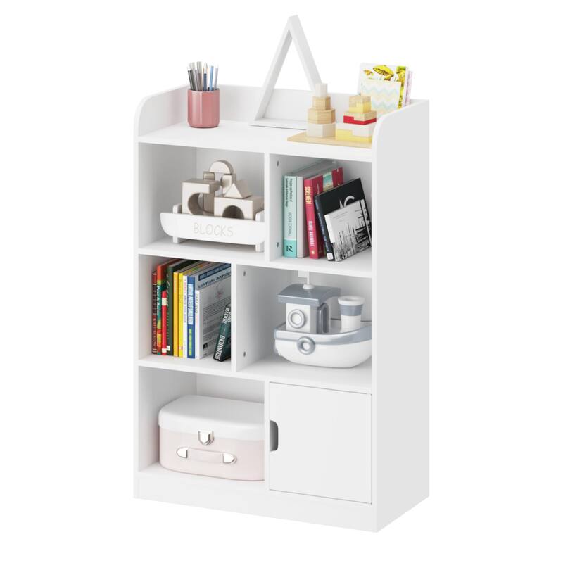 Anmytek White 6 Compartment Kids Bookcase Freestanding Cube Organizer Shelves
